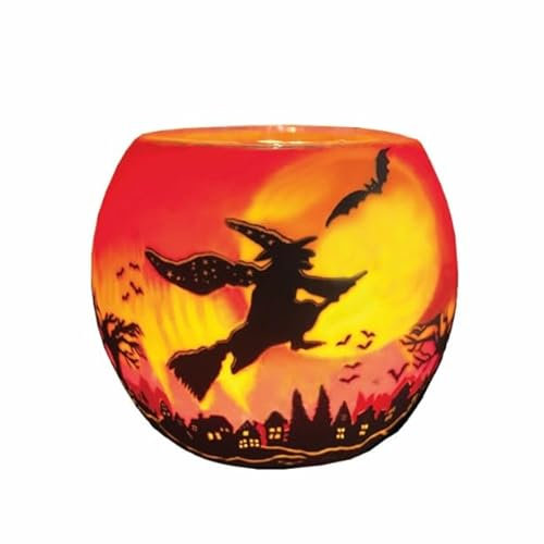 Teelichthalter Leuchtglas Rund Kerzenhalter Glas Teelicht Votivglas Weihnachstmotiv Leuchtglas Witch 21710