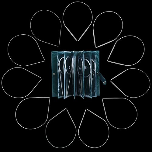 Nanaborn Circular Knitting Needles Set 40cm 11pcs Stainless Steel Double Pointed Round for Socks (5mm 4.5mm 4mm 3.5mm 3.25mm 2.75mm 2.5mm 2mm)