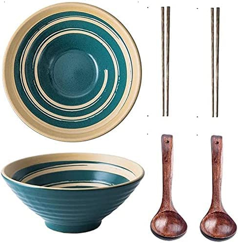 Cuenco Cuenco ceramicaTazones Grandes de Ramen Tazones de cerámica japoneses para Ramen Juego de 2 tazones de Sopa Grandes de 50 oz con Palillos para sopaWEWYQSJXBXF2110-22