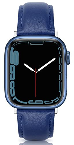 EDIMENS Leather Strap Compatible for Apple Watch 38mm 40mm 41mm 42mm(Series 10), Genuine Leather Sport Casual Wristband Compatible with iWatch Series 10 9 8 7 6 5 4 3 2 1 SE Sports & Edition Men Women