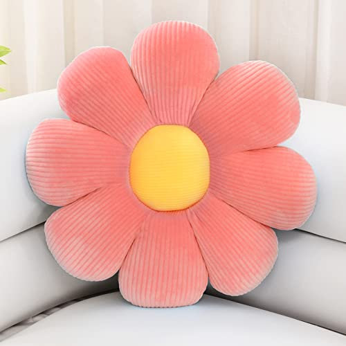 Sioloc Blumenförmiges Kissen, Gänseblümchen-Kissen, Bodenkissen, Sitzkissen, Wohndekoration & Plüsch-Wurfkissen für Bett, Sofa, Sessel (Rot, 75cm)