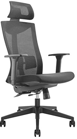 Ergo Office ER-414 Ergonomischer Bürostuhl mit Rädern und Lordosenstütze Drehstuhl Höheverstellbar Neigungsfunktion der Rückenlehne Schreibtischstuhl bis 150kg Belastbar (Bürostuhl)