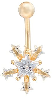 Skcess Faux Piercing Nombril, Piercing Nombril Blanc Acier Inoxydable Étoileoxyde de Zirconium Bijoux Nombril