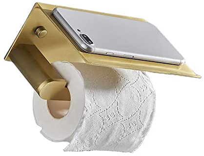 Toilettenpapierhalter Ohne Bohren Edelstahl Gold Mit Ablage Klopapierhalter Mit Telefonhalter FüR KüChe Und Bad
