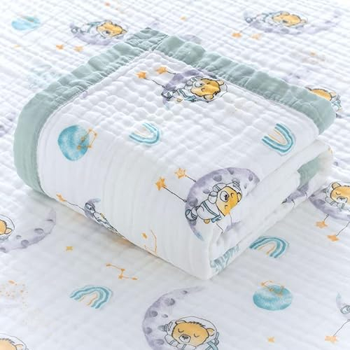 Hivia Musselin Decke 6 Lagig Kuscheldecke Baby Baumwolle 110 x 110 cm Musselin Babydecke Wickeldecke Weiche Decke für Badetuch,Kinderdecke Neugeborene Unisex (Traumbär)