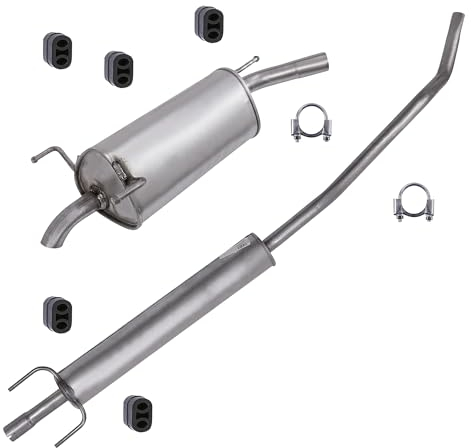 ATEC Germany Auspuff Schalldämpfer Set 1x Mittelschalldämpfer, 1x Endschalldämpfer, mit Montagematerial Kompatibel mit OPEL CORSA C (X01)