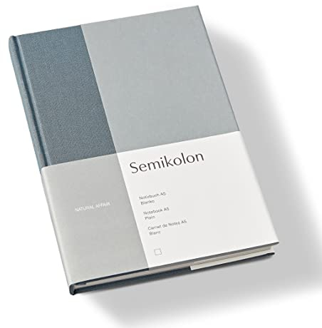 Semikolon 368722 Notizbuch Natural Affair A5 blanko - 176 Seiten, cremeweißes Papier - Lesezeichen - Sea Salt