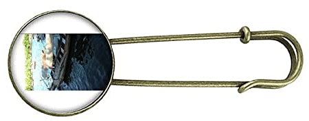 Broche en métal style chinois en forme de bateau art déco, M