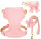 Didog süße Halsband Harness und Leine Set für Große Hunde, verstellbare Halsbänder und Leinen mit Fliege, atmungsaktive weiche Mesh-Polsterverkleidung für Mittlere Hunde beim Gassi gehen, Rosa, M