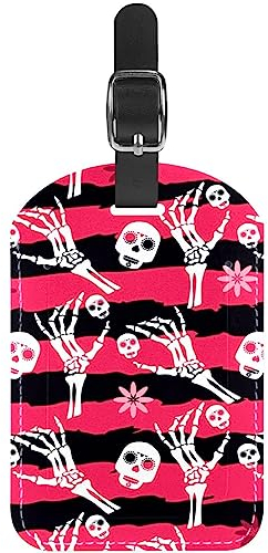 Gepäckanhänger Dia de Los Muertos Skelett Hände Leder Reise Koffer Etiketten 1 Packungen