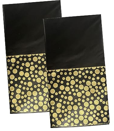 TAFACE Luxuriöse und elegante Tischdecke aus Schwarzgold, 2 Stück, 137 cm x 274 cm, rechteckig, gepunktet, wasserfest und öldicht, geeignet für Picknick, Party, Hochzeit