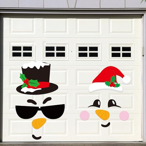 H1vojoxo 13 calcomanías de Navidad para puerta de garaje, muñeco de nieve para decoración del hogar, imanes de refrigerador de Navidad, calcomanías magnéticas de cara de muñeco de nieve para