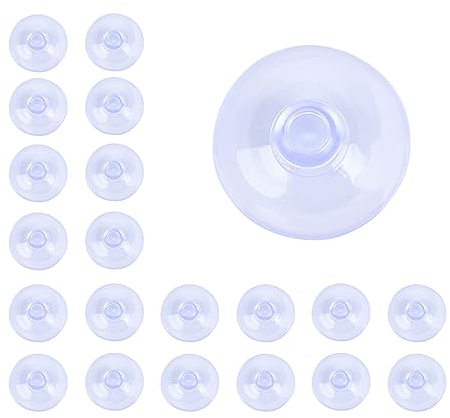 VIKY® 20 Stück Durchsichtige Saugnäpfe, Kunststoff Saugnapf Klein, Saugnäpfe für Fenster Extra Stark, Pilzkopf Rund Knopf Saugnapf ohne Haken für Outdoor, Küche, Bad, Fenster, Spiegel, 30mm