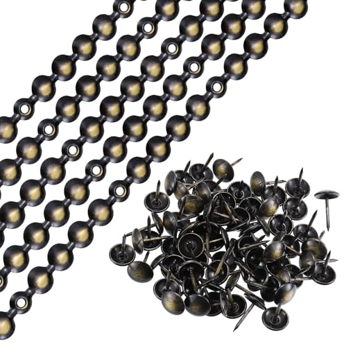 QUARKZMAN 10pz Tappezzeria Chiodi Strisce, 1Metro Lucido Decorativo Chiodo Rifiniture per Divano Testata Sedia Mobili con Tappezzeria Chiodi (11mm Nero-oro)