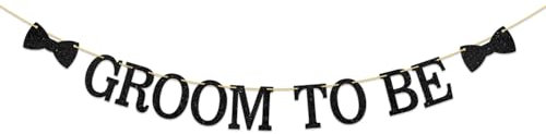 ShuanQ Banner für den zukünftigen Bräutigam, schwarz, glitzernd, für Hochzeit, Dusche, Verlobung, Party, Wimpelkette