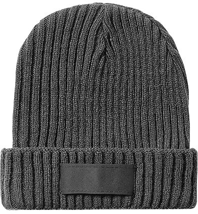 BLUECHOLON Wintermütze für Herren, Damen, aus Rippstrick, weich, warm, mit Zunge, grau, 56 cm