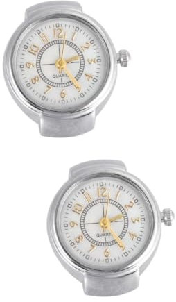 HOMSFOU Clock Ring Uhrenring 2 Stück Digitaluhren Vintage-Uhren Für Herren Herrenringe Uhren Für Damen 5 Fingerring Retro-fingerring Studentenform Ringuhr Fingeruhr Mädchen