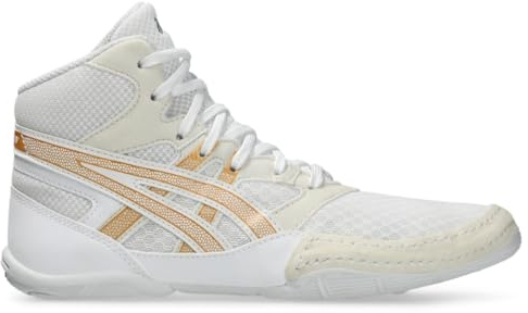ASICS Kid's Snapdown 4 Grade School Wrestling Shoes, 5, White/Pure Gold