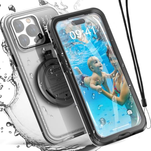 AICase Self-Check Waterproof Phone Case for iPhone 12 Pro Max, Underwater Touchscreen Water Proof Dustproof Snowproof Diving Phone Case Built-in Screen Protector for Shower, Bike, Beach, Snorkeling