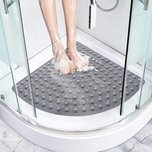 Corner Shower Mat Non Slip: 54 x 54 cm Quadrant Anti Mould Shower Mats for Inside Shower - Large Anti Slip Shower Matt for Elderly