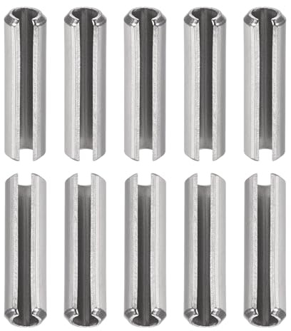 DTGN 5mmx25mm(DxL) Slotted Spring Pin - 10Pack - Good for Home Machine Fastener - 304 Stainless Steel Spring Dowel Tension Roll Pin - Silver