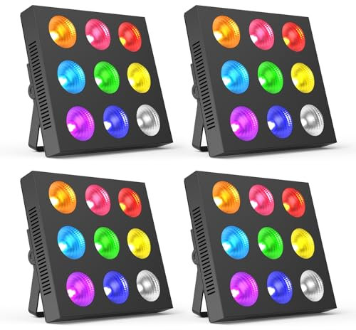 COB RGBW LED Wallwasher Licht 135W, Strahler Wallwasher Partylicht mit 9 PCS 4 in 1 Lampenperlen Unterstützung dmx512 Soundsteuerung Geeignet für Halloween, Hochzeit, Party, Disco (4 Stück)