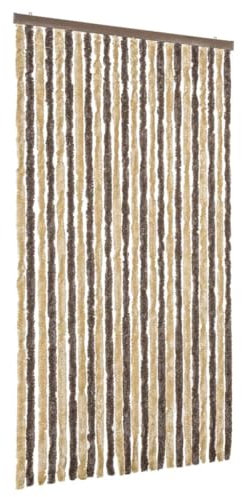 vidaXL Chenille Fly Curtain - Insect Door Screen in Dark Brown/Beige, Soft Strands for Easy Entry, 100x230cm for Home & Caravan