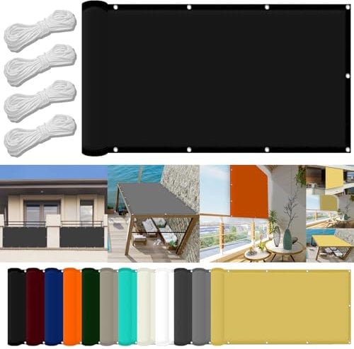 Pergola Canopy Replacement 3 x 4 m(9.8 x 13.1ft) Waterproof Sun Shade Cloth 98% UV Block with Free Rope & Fixing Kit Pool Terrace Greenhouse Shade Cloth, Black