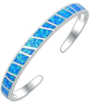 tuwiwol Bracelets Ouverts en Pierre d'opales de feu Roses, compacts et légers, pour Toutes Les Occasions, en cuivre réglable et Flexible, Bleu