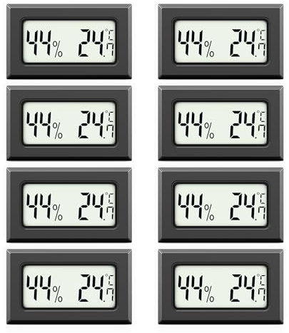 MAVORI® 8 x Thermo Hygrometer mini digital - 2 in 1 Temperatur und Luftfeuchtigkeitsmesser - Mini Thermometer und Hydrometer Feuchtigkeit digital - präzise Messwerte - inkl. Batterien