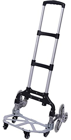Sackkarren, Aluminium Transportkarre klappbar,Klappbarer Treppensteiger, Dreifach höhenverstellbarer Griff, Langer Teleskopgriff 106 cm, mit Leiselaufrädern Abnehmbarer wasserdichter Tasche