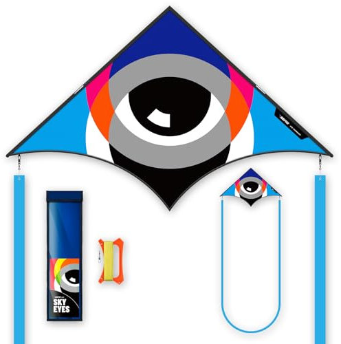 SGftre Delta Drachen für Erwachsene ＆ Kinder, Extrem Einfach zu Fliegen, Einzeilige Flugdrachen für Familie Outdoor-Spiele & Aktivitäten (Blau)