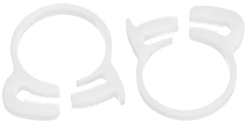 sourcing map 2 Pcs Adjustable Double Snap Grip Hose Clamps Plastic 30.4-33 Mm/1.2-1.3 Inches Inner Dia Adjustable Several Ratcheting Tubing Clamp for Home, White