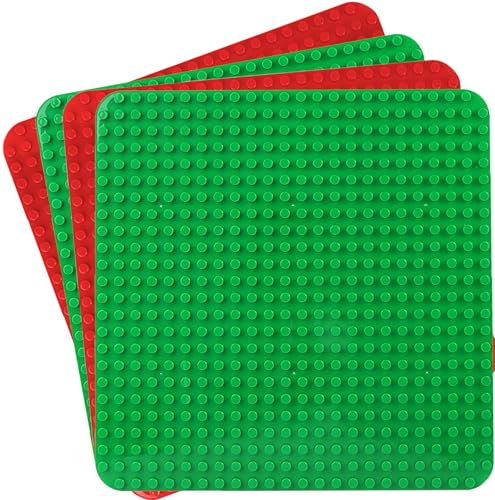 Guihumz 4 Piezas Placa Base de Bloque Clásica Grande 38 x 38 cm Compatible con Todas Las Grandes Marcas para el Juego Creativo, Duplo Base de Construcción,Juguetes Educativos (2verde, 2rojo)