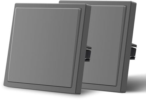 MVAVA Interruptor pared con Mate,Interruptores de luz con Garfio,Basculante Con Gran Panel,Fácil Instalación,1 Gang 1 Vía -2 Paquetes,86mm Gris