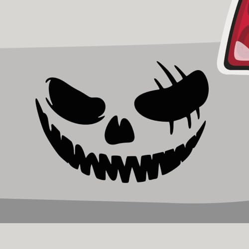 Aufkleber - Halloween Gesicht Fratze Joker - Sticker, Folienaukleber für Auto, Motorrad, Fahrrad, Laptop, LKW (41x29cm | Grau)