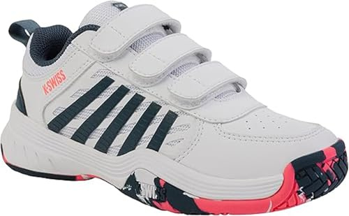 K-Swiss Court Express 2 Strap, Scarpe da Tennis, White Stargazer Neon Blaze, 32 EU