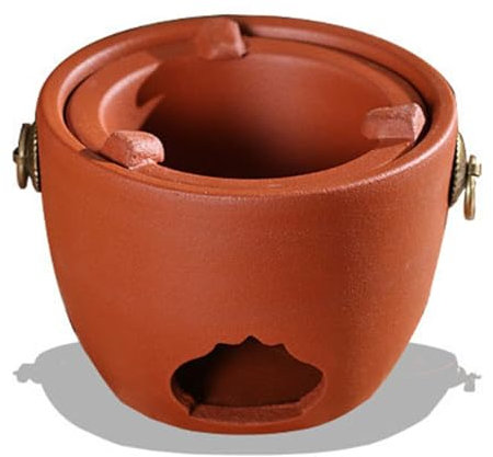 Poêle à Charbon D'Argile en Argile Rouge, Petit Barbecue en Argile et Réchaud, Réchaud à Barbecue Portable, 16x12cm, Aspect élégant, Décorations en Céramique, pour la Maison