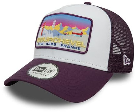 New Era Courchevel Truckercap verstellbar Kappe Berge Winter Alpen Mesh weiß lila - One-Size