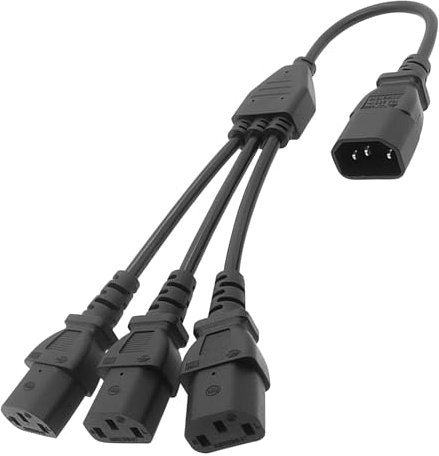Powice Kaltgeräte Verlängerung, 3 in 1 Kaltgerätekabel Verteiler, Stecker C14 auf 3xC13 Netzkabel IEC-320 Power Y Typ Splitter Adapter Kabel 250V 10A für Computer Monitor Drucker, 30cm