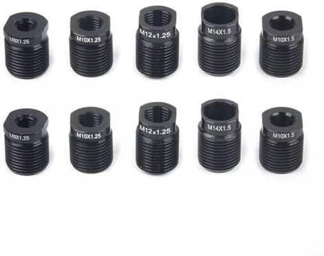 HEIBTENY Schaltknauf Adapter Set 10 Stück M8 M10 Für M12 Für M14 Aluminiumlegierung Schwarz Gewindeadapter Für Schaltknauf Temperaturbeständig