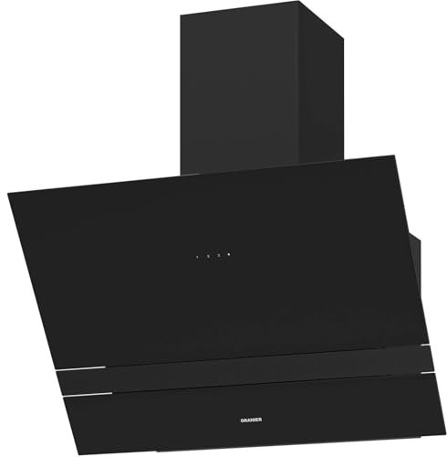Oranier Kopffrei-Wandhaube 75 cm ALIS75S2 - schwarze Abluft Dunstabzugshaube LED Anzeige weiß - Kopffreihaube mit 3 Leistungsstufen - Touch-Control
