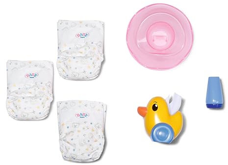 BABY born Töpfchen Set für 43cm Puppen mit Windeln, Creme-Dose und Ente Berta als Papierspender, 838365 Zapf Creation