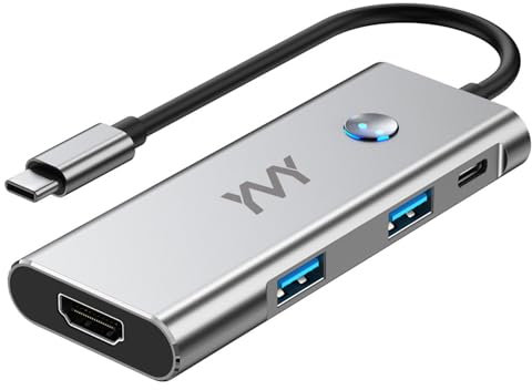 USB C Hub 6 in 1, 4K60Hz HDMI Multiport Adapter with Turn off Screen Switch, 10Gbps USB C/A 3.2, PD 100W for MacBook Air/Pro, Pad, HP, Dell, Surface Book (Turn off screen with HDMI4K60Hz)