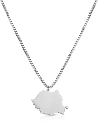 d'origine Rumänien Landkarten Kette für Herren Edelstahl in Silber