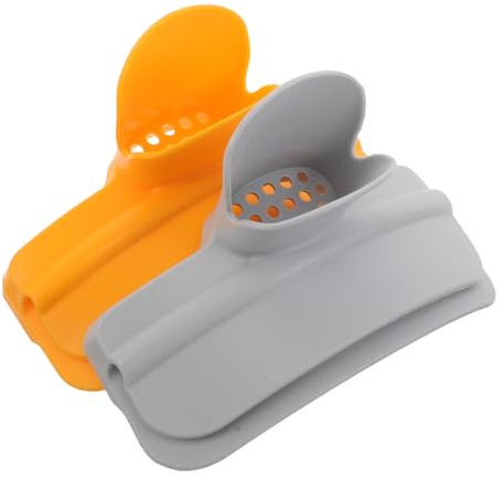 Toyvian Lot de 2 Entonnoirs Anti-déversement à Clipser pour Casserole, Bec Verseur Gris et Jaune, Passoire Multifonction pour Verser Soupes, Huiles et Remplir Bouteilles,
