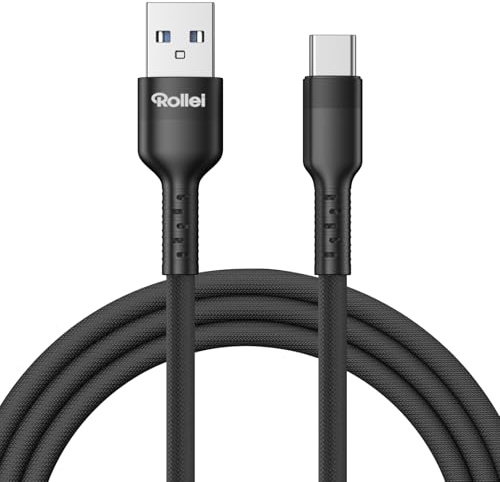 Rollei USB C Kabel, 15 W USB A auf USB C Schnellladekabel Ladekabel USBC 10 Gbps Datenrate Geflochtenes Nylonkabel 1,2 m für iPhone 16 15 14 Pro Max Samsung Galaxy S24 S23 Pixel iPad MacBook Air Pro