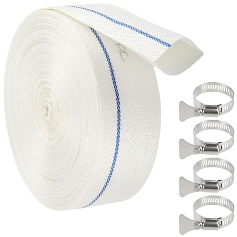 LEIMEND Tubo in Tessuto Piatto 38 MM (Ø 1 1/2) 20 M Tubo Piatto | Tubo Ad Alta Pressione per Pompe Sommerse Pompe per Acque Luride e Irrigazione Resistente ai Raggi UV Flessibile e Durevole