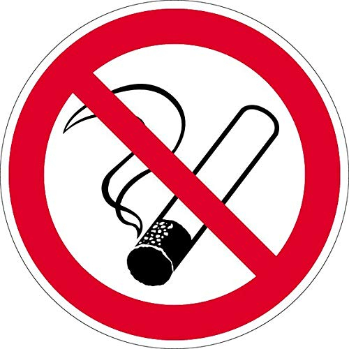Schild Rauchen verboten gemäß ASR A1.3/ BGV A8 Kunststoff 20 cm Ø (Verbotsschild, nicht rauchen, Rauchverbot) wetterfest