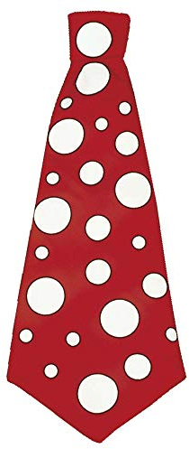 W WIDMANN MILANO Party Fashion 66741 - Clown-Krawatte, Rot mit Punkten, Einheitsgröße, für Erwachsene, Kostüm, Accessoire, Karneval, Mottoparty
